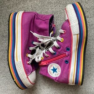 Rainbow Platform Converse girls sz 12